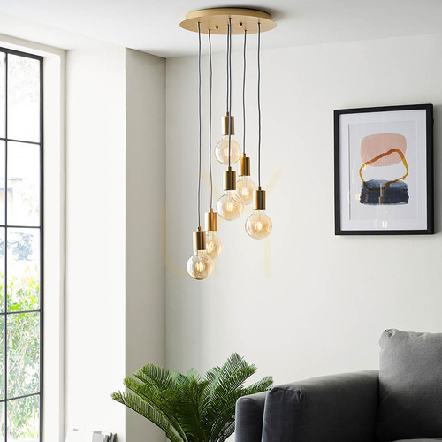 Kontrola Závěsná lampa Endon Studio zlatá E27 6 světel 98136