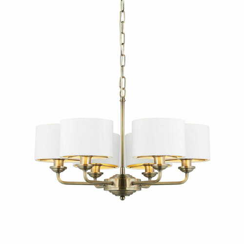 Kontrola Závěsná lampa Endon Highclere 98936 mosazná/bílá 6xE14