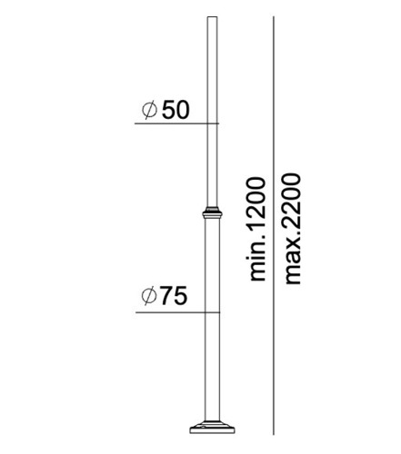 Kontrola Tyč pro svítilnu 3011B černá 120-220 cm