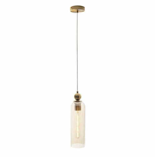 Kontrola Přívěsek světla Max Light Campanila P0510 mosaz jantarové sklo E27 1x40W 10 cm