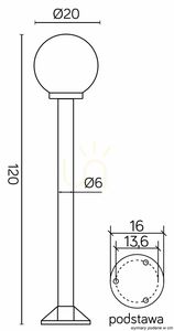 Venkovní stojací lampa SU-MA černá 120 cm IP43 koule 20 cm K 5002/2/K 200 small 3