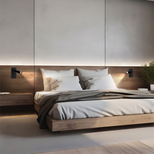 Kontrola Madara Slim Mr11 Switch Nástěnné svítidlo 230 V Ip20 38x95 + základna140x60x25 Černá s vypínačem.