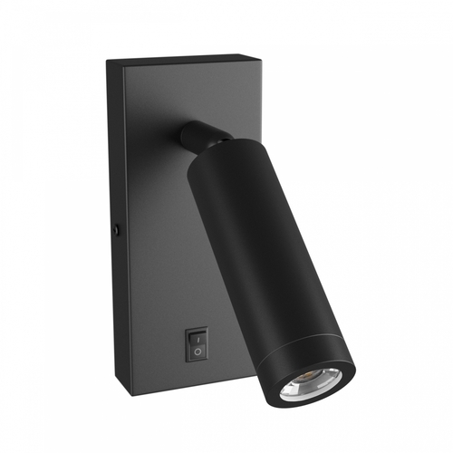 Kontrola Madara Slim Mr11 Switch Nástěnné svítidlo 230 V Ip20 38x95 + základna140x60x25 Černá s vypínačem.