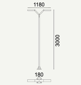 TRYSIL 1012BL 300cm 34W 3000K zahradní/parkové svítidlo - NORLYS small 2