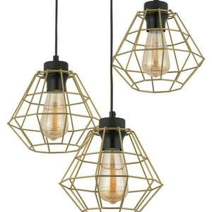 Diamantová zlatá závěsná lampa 3 Pł small 3