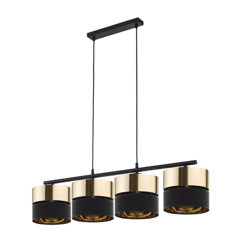 Kontrola Závěsné svítidlo Hilton Black/Gold 4 Pł