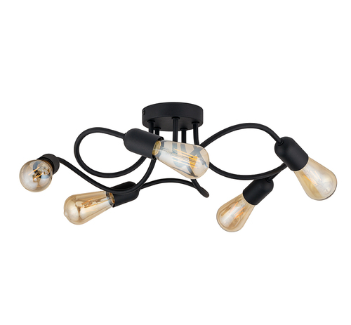 Kontrola Stropní svítidlo Wave Black 5 Pł E27