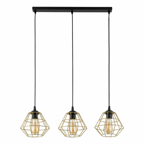 Kontrola Diamond New Black/Gold Pendant Lamp 3 Pl Strip.