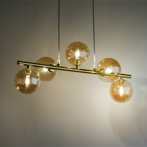 Zlatá závěsná lampa Estera 5 Pł small 5