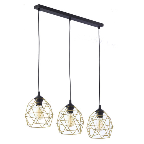 Kontrola Závěsná lampa Galaxy Black/Gold 3 Pł Strip.