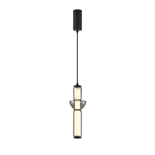 Kontrola Závěsné svítidlo Italux Bruni LED v matné černé s kouřovým sklem 19 W 3000 K Ø 12 cm PND-27372-1-19W-BK