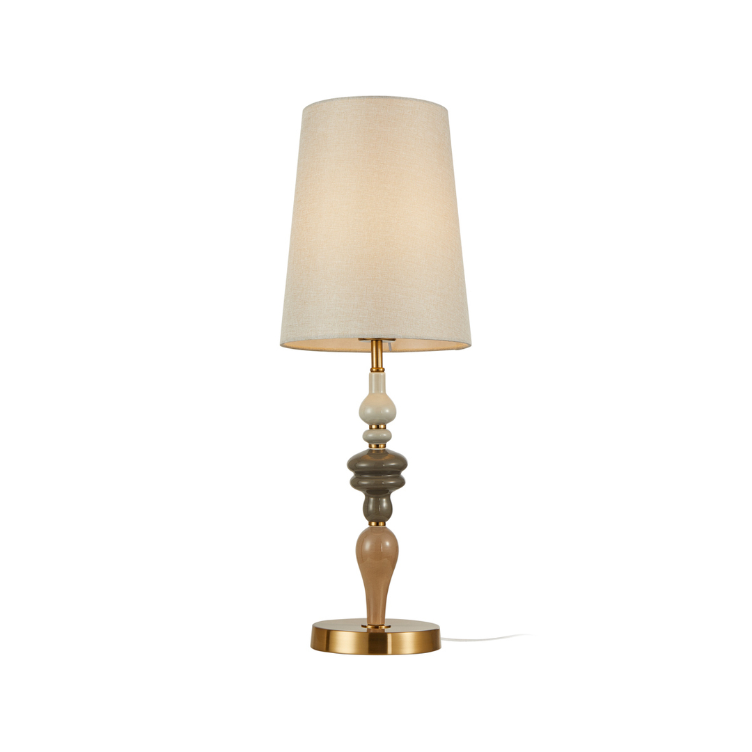 Stolní lampa Italux Moren E27 meruňková hnědá, textilní, TB-84678A-AB