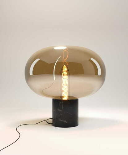 Kontrola Stolní lampa Max Light Moonstone T0058 jantarové sklo černý mramor 45 cm