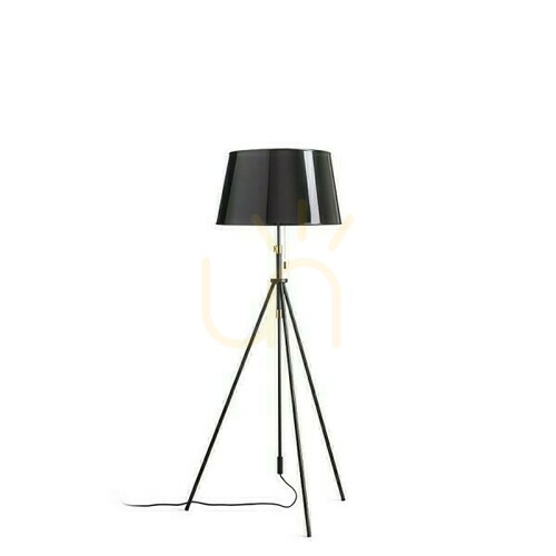 Kontrola Luton/Ridick Stojací lampa lesklá černá zlatá fólie/černá/kov 230 V Led E27 11 W.