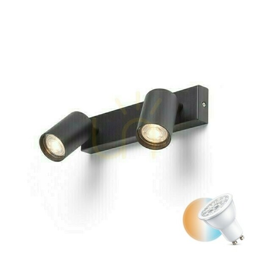 Kontrola Dude Ii Black 230 V Led Gu10 2x9 W Surface Mounted Lamp.