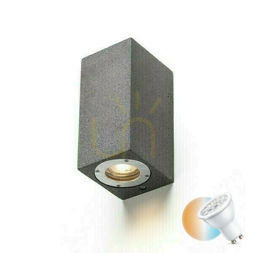 Kontrola Kane Ii venkovní nástěnné svítidlo Beton/Dekor Tmavá žula 230 V Led Gu10 2x5 W Ip65