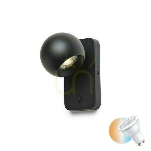 Kontrola Nástěnná lampa Siena Black 230 V Gu10 50 Watt.
