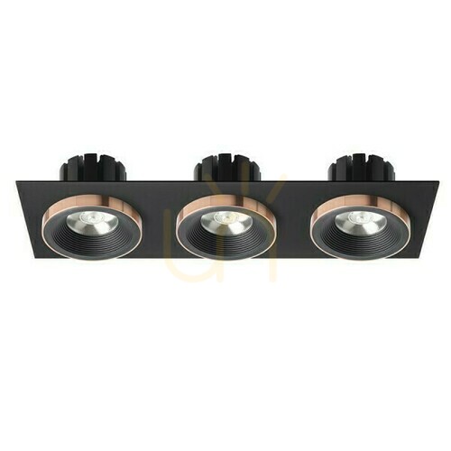Kontrola Sharm Sq Iii Black/Black Copper Vestavné svítidlo 230 V Led 3x10 W 24° 3000 K