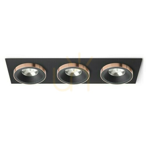 Kontrola Sharm Sq Iii Black/Black Copper Vestavné svítidlo 230 V Led 3x10 W 24° 3000 K