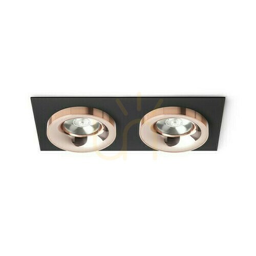 Kontrola Sharm Sq Ii Black Copper/Copper Vestavné svítidlo 230 V Led 2x10 W 24° 3000 K