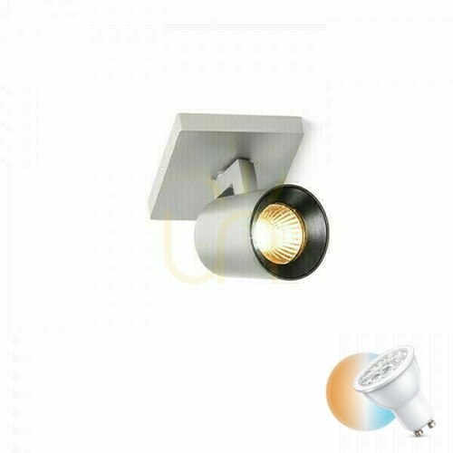 Kontrola Kenny I Broušený hliník/černá lampa pro povrchovou montáž 230 V Gu10 35 W.