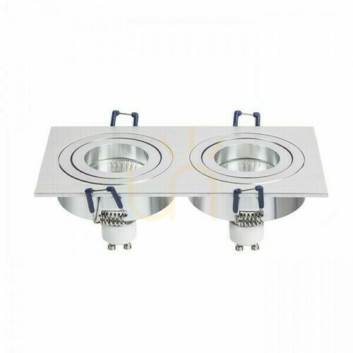 Kontrola Svítidlo Pasadena Gu10 Sq Ii pro zapuštěné osvětlení z broušeného hliníku 230 V 2x50 W.