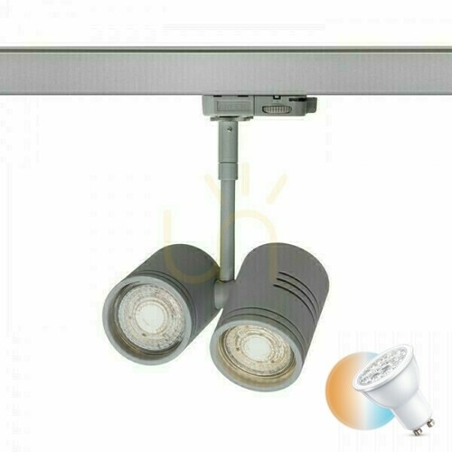 Kontrola Reflektor Beeba Ii pro 3fázovou stříbrnou šedou lištu 230 V Gu10 2x35 W.