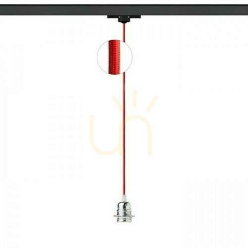 Kontrola Závěsné svítidlo pro tříokruhovou lištu Rendl ELISA R12109 – červený kabel, černý adaptér, chrom, E27