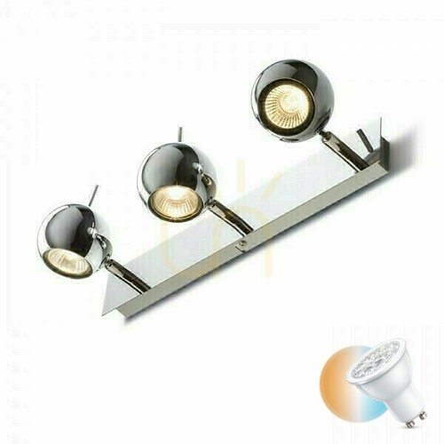 Kontrola Lesklá Iii povrchová lampa chrom 230 V Led Gu10 3x8 W.