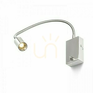 Nástěnné svítidlo RENDL VERSA R10602, nikl mat, husí krk 42 cm, LED 3 W 240 lm 3000K, úhel 40°, vypínač na základně small 1