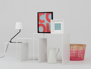 Sada 2 konferenčních stolků WALL TRIO METAL 35x45x55 - bílý small 2