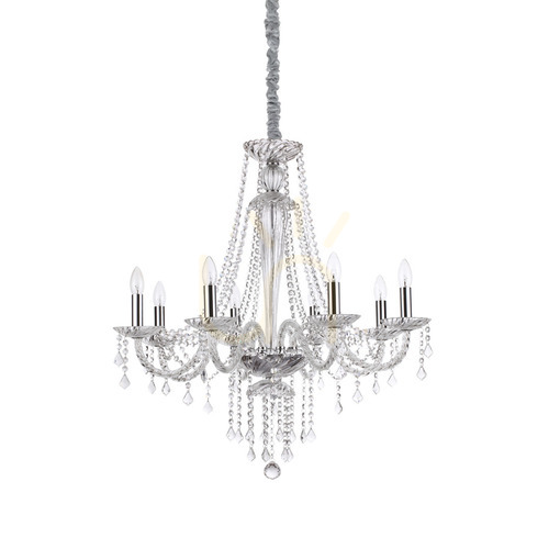 Kontrola Závěsné svítidlo Ideal Lux Amadeus SP8 168777 transparentní chrom 80 cm