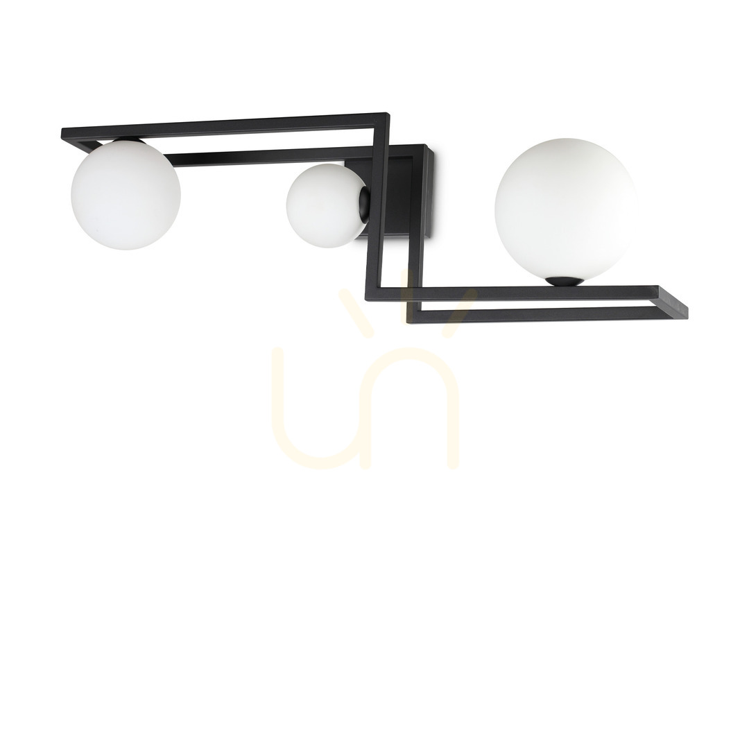 Kontrola Plafon Ideal Lux Angolo PL3 Nero černý 3xG9 284286 Plafon Ideal Lux Angolo PL3 Nero černý 3xG9 284286