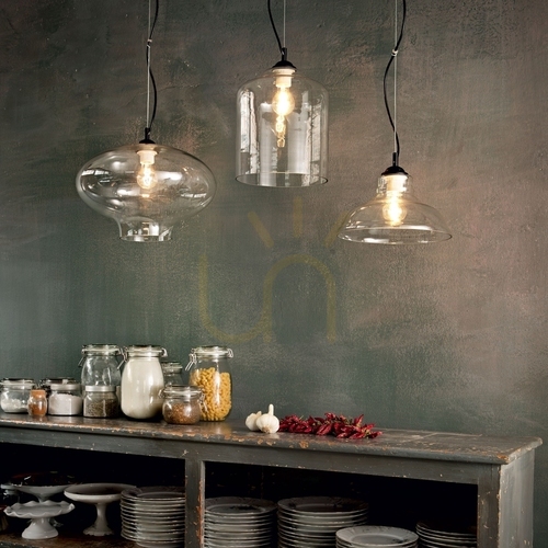 Kontrola Závěsné svítidlo Ideallux Bistro SP1 Plate Transparentní sklo E27 28 cm 112336