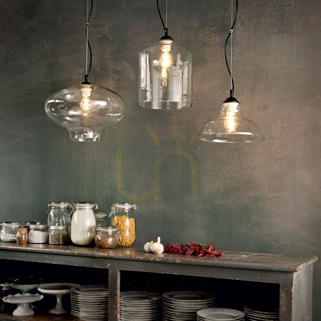 Pohled Závěsné svítidlo Ideallux BISTRO SP1 Square Transparentní 24 cm 112305 Závěsné svítidlo Ideallux BISTRO SP1 Square Transparentní 24 cm 112305