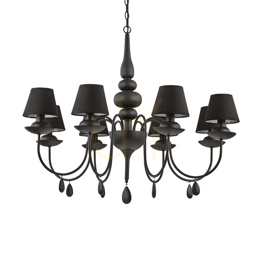 Kontrola Závěsné svítidlo Ideallux Blanche SP8 Nero černé 8xE14 92 cm 111896