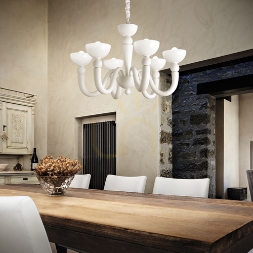Kontrola Závěsné svítidlo Ideallux BON SP6 BIANCO bílé 6xE14 80 cm 093994