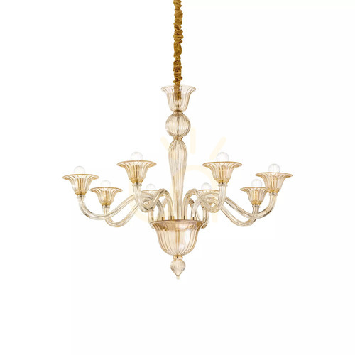 Kontrola Závěsné svítidlo Ideallux Brigitta SP8 Ambra jantarové 8xE14 89 cm 199412