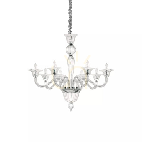 Kontrola Závěsné svítidlo Ideallux BRIGITTA SP8 Transparentní 8xE14 89 cm 199382