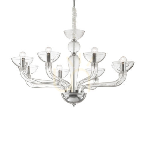 Kontrola Závěsné svítidlo Ideallux Casanova SP8 Transparentní 8xE14 88 cm 044255