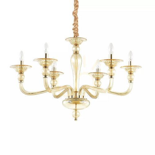 Kontrola Závěsné svítidlo Ideallux Danieli SP6 Ambra jantarové 6xE14 85 cm 159942