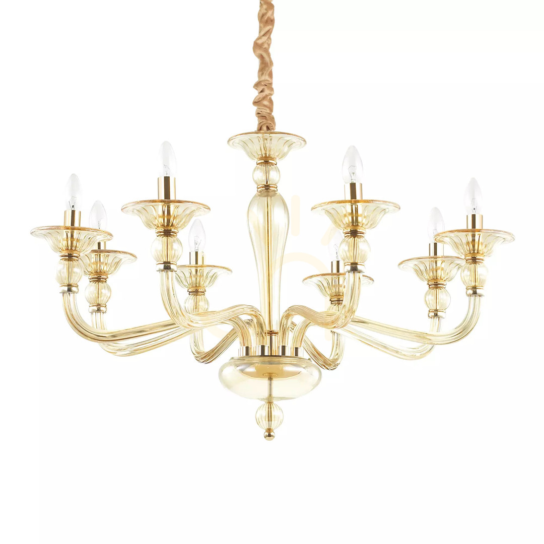 Pohled Závěsné svítidlo Ideal Lux Danieli SP8 Ambra jantarové 8xE14 85 cm 159973 Závěsné svítidlo Ideal Lux Danieli SP8 Ambra jantarové 8xE14 85 cm 159973