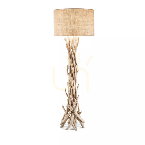Kontrola Stojací lampa Ideallux Driftwood PT1 dřevo textil 55 cm 148939