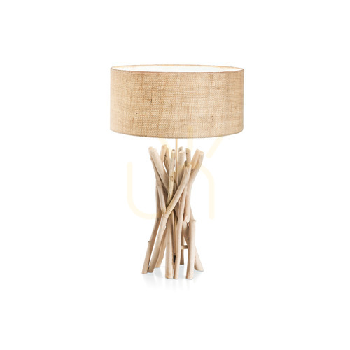 Kontrola Stolní lampa Ideallux DRIFTWOOD TL1 dřevo a tkanina 40 cm 129570