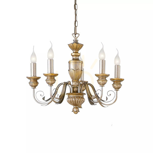 Kontrola Závěsné svítidlo Ideallux Firenze SP5 Oro zlaté 5xE14 55 cm 020822