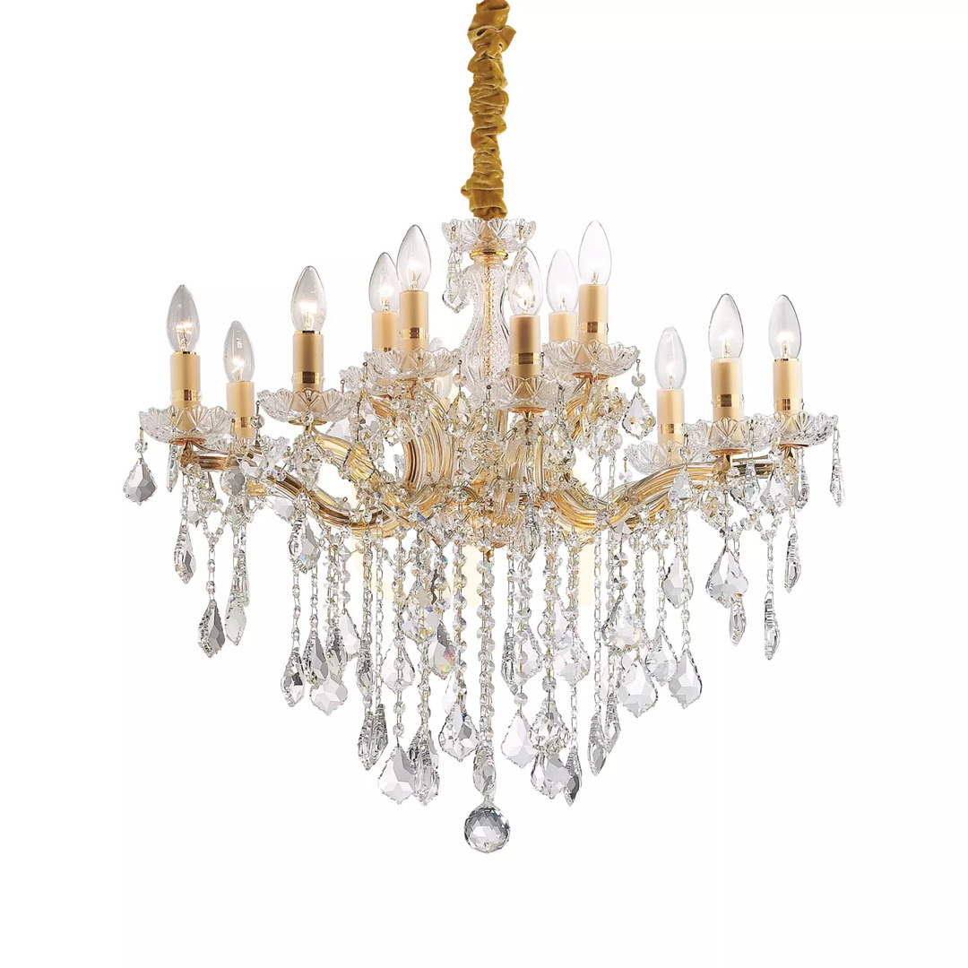 Pohled Závěsné svítidlo Ideal Lux Florian SP12 ORO mosazné křišťálové 035611 Závěsné svítidlo Ideal Lux Florian SP12 ORO mosazné křišťálové 035611