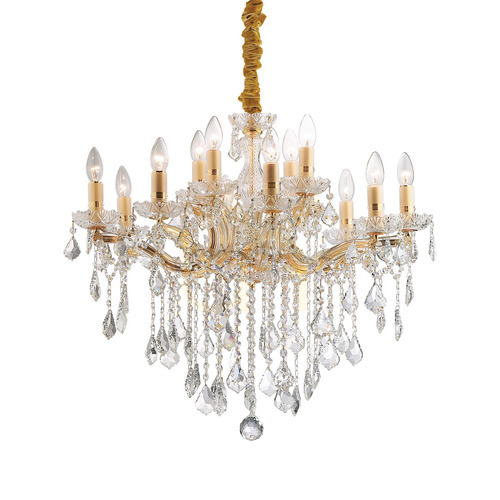 Kontrola Závěsné svítidlo Ideal Lux Florian SP12 ORO mosazné křišťálové 035611