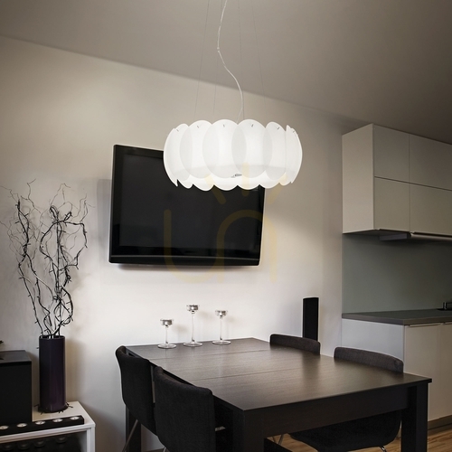 Kontrola Závěsná lampa Ideallux Ovalino SP8 bílá 8xE27 55 cm 090481