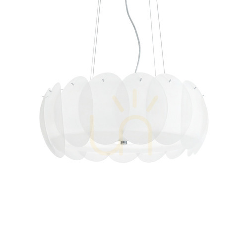 Kontrola Závěsná lampa Ideallux Ovalino SP8 bílá 8xE27 55 cm 090481