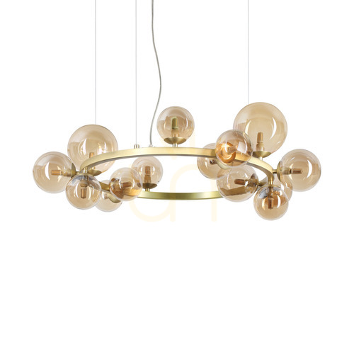 Kontrola Závěsné svítidlo Ideal Lux Perlage SP14 Ambra jantarové sklo mosaz 322797